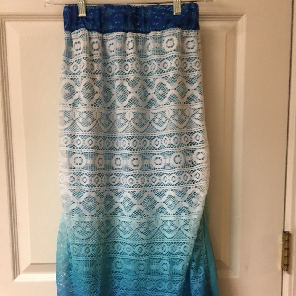Youth/Girls Gradient Blue Skirt Lace-like Material